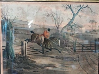 19e-eeuwse aquatint print getiteld "shivering the timbers" uit de serie count sandor's exploits in leicestershire - afbeelding 2 van  5
