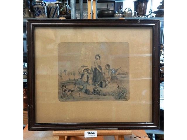 19e-eeuwse handgekleurde lithografie - afbeelding 1 van  5