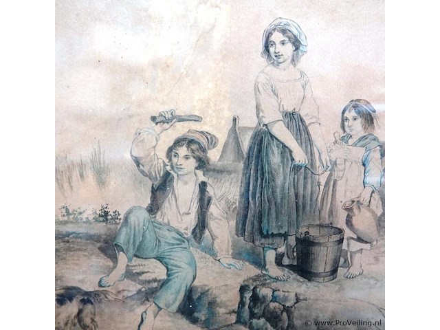 19e-eeuwse handgekleurde lithografie - afbeelding 4 van  5