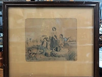 19e-eeuwse handgekleurde lithografie