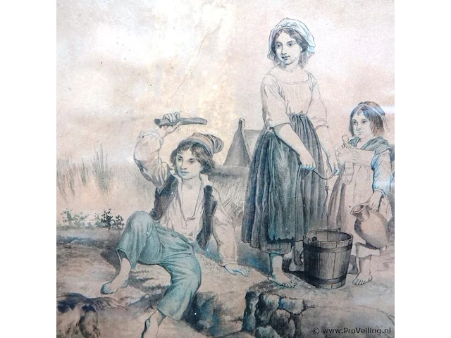 19e-eeuwse handgekleurde lithografie - afbeelding 4 van  5
