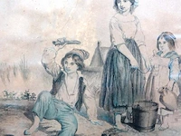 19e-eeuwse handgekleurde lithografie - afbeelding 4 van  5
