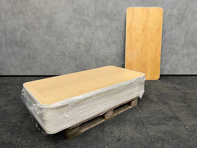 19x bureaublad 160x80 wit/eiken - afgeronde hoeken - afbeelding 1 van  2