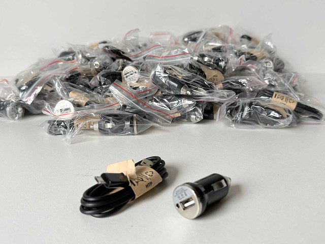 1m verleng kabel, micro usb - a naar b. met autoadapter. 150 stuks - afbeelding 2 van  4