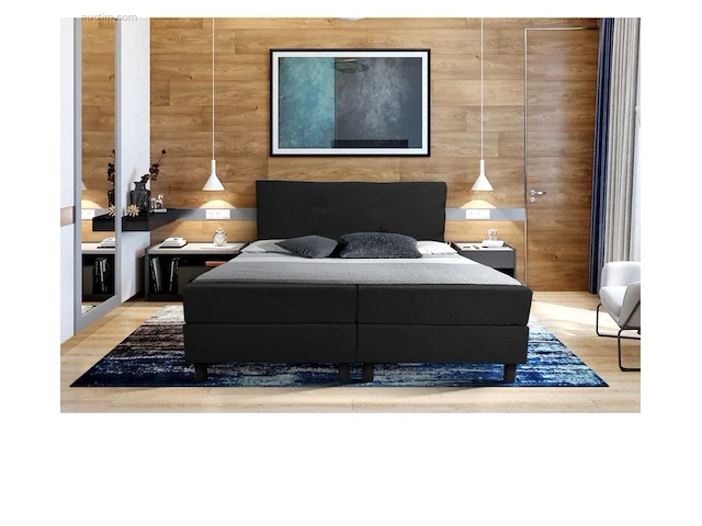 1x 180x210cm - zwart - deluxe - boxspring - afbeelding 1 van  5