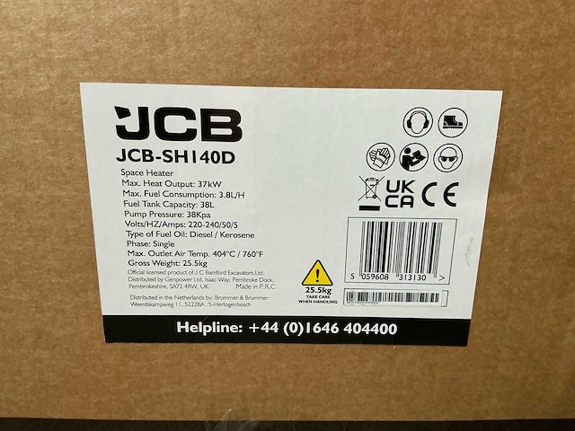 1x 37kw 1x20 jcb diesel space heater nieuw in doos heater - afbeelding 4 van  4