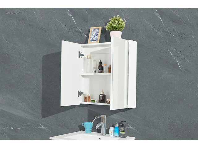 1x 60cm - spiegelkast - hoogglans wit - afbeelding 4 van  4