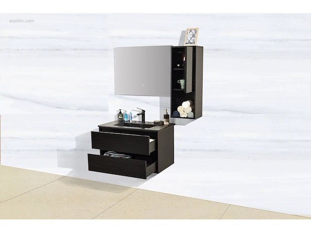 1x 80cm - hangkast - led spiegel - mat zwart - afbeelding 2 van  3