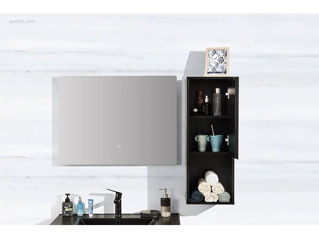 1x 80cm - hangkast - led spiegel - mat zwart - afbeelding 3 van  3