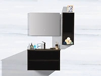 1x 80cm - hangkast - led spiegel - mat zwart