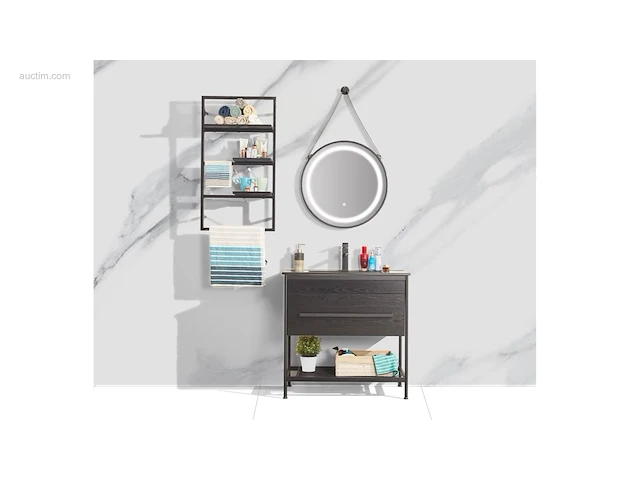 1x 80cm - led spiegel - plankenrek - mat zwart... - afbeelding 1 van  6