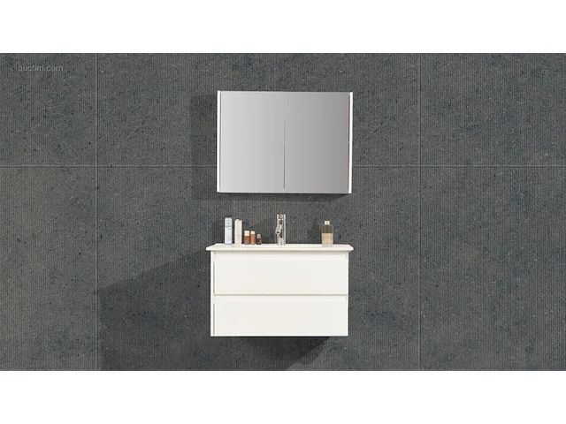 1x 80cm - spiegelkast - hoogglans wit - afbeelding 1 van  4