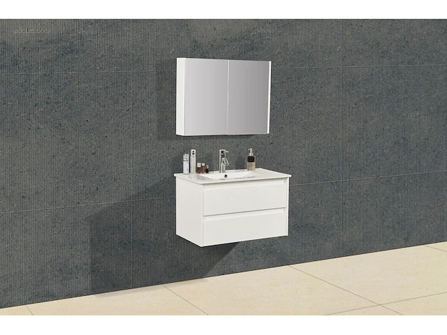 1x 80cm - spiegelkast - hoogglans wit - afbeelding 2 van  4