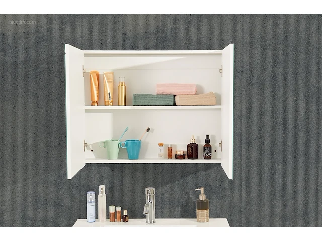 1x 80cm - spiegelkast - hoogglans wit - afbeelding 4 van  4