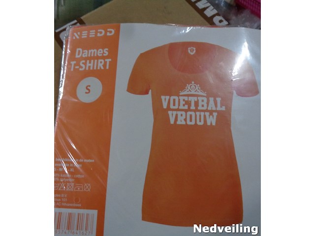 1x dames t-shirt voetbalvrouw oranje maat s - afbeelding 2 van  3