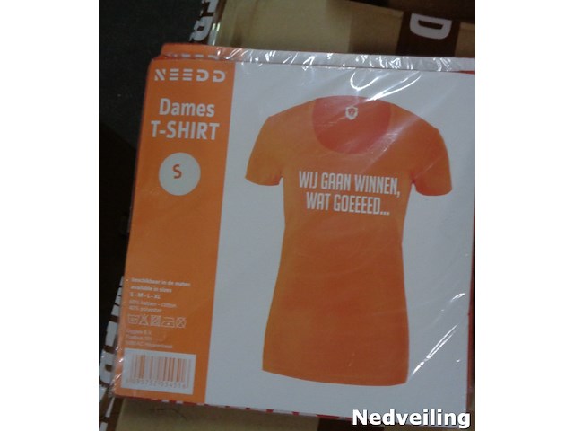 1x dames t-shirt wij gaan winnen oranje maat s - afbeelding 2 van  3