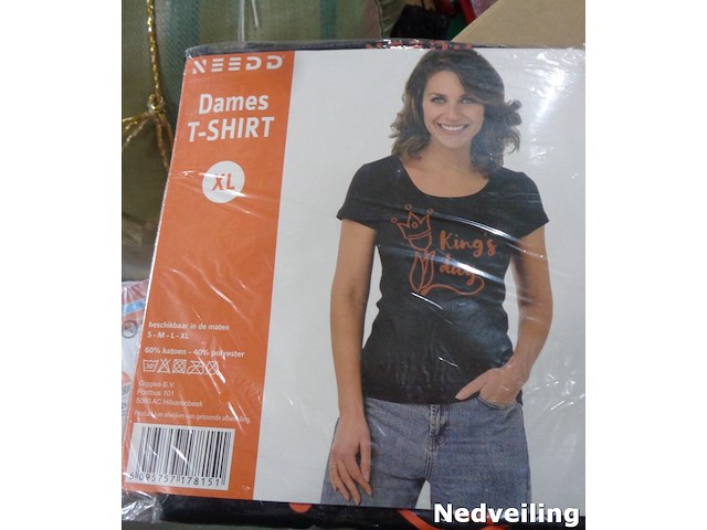 1x dames t-shirt zwart kingsday maat xl - afbeelding 2 van  3