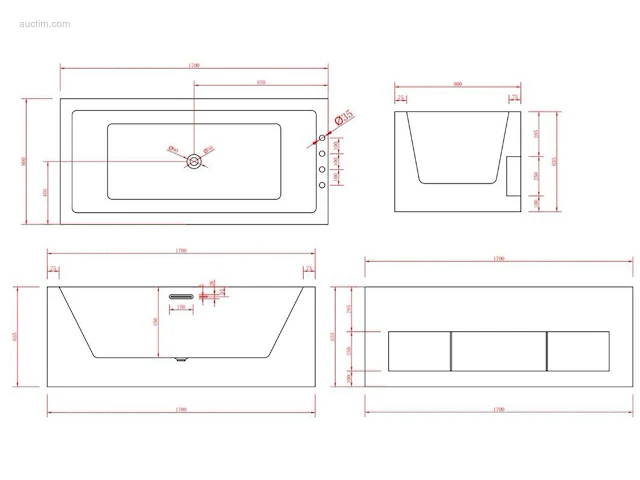 1x design bad - mat wit - 170x80x63,5cm - acryl - afbeelding 4 van  4