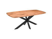 1x eettafel mango - deens ovaal - 200x100x77 cm - naturel - spinpoot 5x10 - verjongde rand - afbeelding 1 van  3