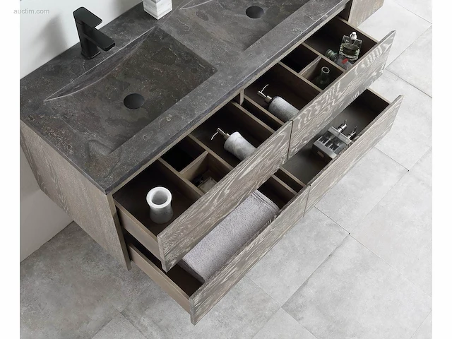 1x eikenhouten meubel - 120cm - grey smoked -... - afbeelding 3 van  6