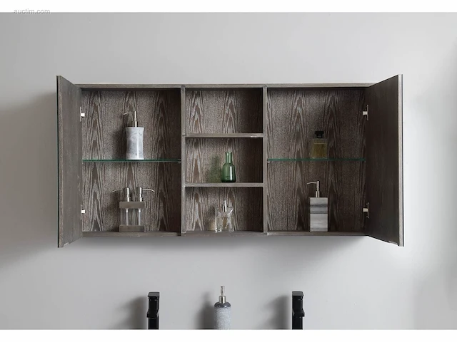 1x eikenhouten meubel - 120cm - grey smoked -... - afbeelding 4 van  6