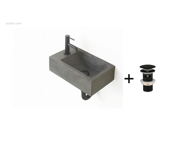 1x fontein set - waskom - beton - dusk grey - afbeelding 1 van  2