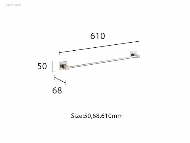 1x handdoek stang 60cm - geborsteld rvs - afbeelding 2 van  2
