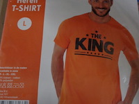 1x heren t-shirt oranje the king maat l - afbeelding 1 van  3