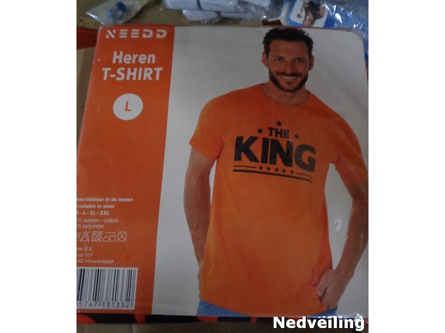 1x heren t-shirt oranje the king maat l - afbeelding 1 van  3