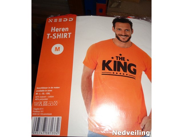 1x heren t-shirt oranje the king maat m - afbeelding 3 van  3