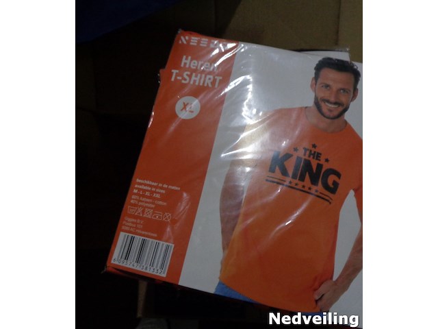 1x heren t-shirt oranje the king maat xl - afbeelding 3 van  3