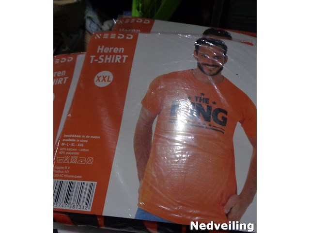 1x heren t-shirt oranje the king maat xxl - afbeelding 1 van  3