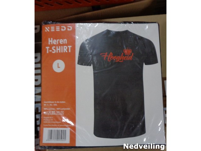 1x heren t-shirt zwart hoogheid maat l - afbeelding 2 van  3