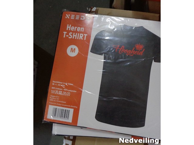 1x heren t-shirt zwart hoogheid maat m - afbeelding 1 van  3