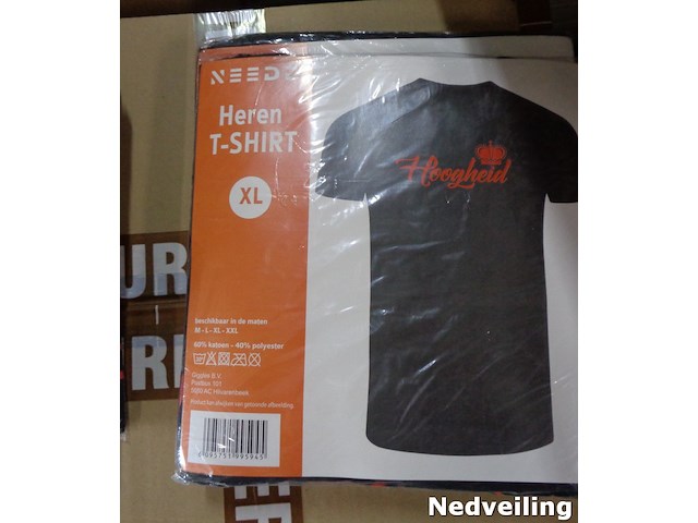 1x heren t-shirt zwart hoogheid maat xl - afbeelding 1 van  3