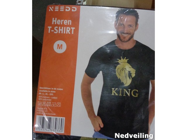 1x heren t-shirt zwart king maat m - afbeelding 1 van  3