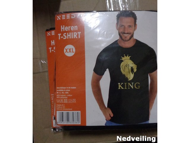 1x heren t-shirt zwart king maat xxl - afbeelding 2 van  3