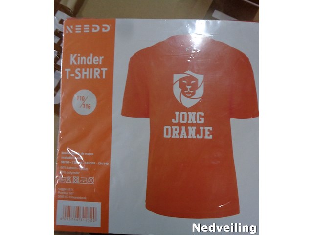 1x kinder t-shirt jong oranje mt 110/116 - afbeelding 2 van  3