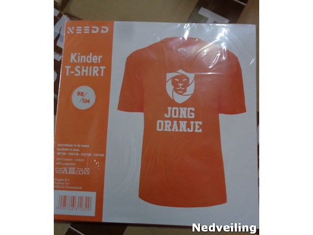 1x kinder t-shirt jong oranje mt 98/104 - afbeelding 1 van  3