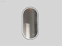 1x led spiegel 120cm - mat zwart - verwarming -...