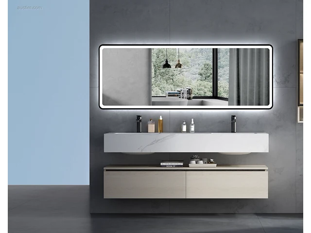 1x led spiegel 160cm - mat zwart -... - afbeelding 1 van  1