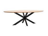 1x ovaal tafel eiken - verjongde rand - 180x100 cm - massief eiken - spinpoot klein metaal 5x10 - afbeelding 1 van  5