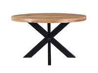 1x rond mango eettafel - 100x100x77 cm - 5 cm blad - spinpoot metaal 5x10 - afbeelding 1 van  2