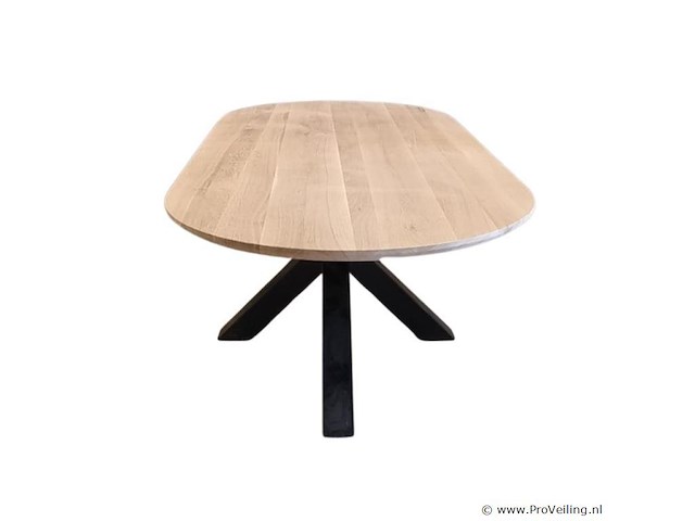 1x rond / ovaal tafel eiken - verjongde rand - 160x100 cm - massief eiken - spinpoot klein metaal 5x10 - afbeelding 3 van  5