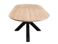 1x rond / ovaal tafel eiken - verjongde rand - 180x100 cm - massief eiken - spinpoot klein metaal 5x10 - afbeelding 3 van  5
