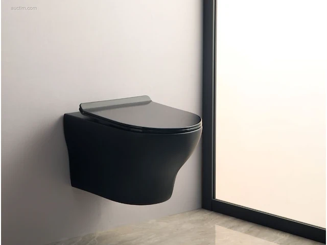 1x toilet - mat zwart - tornado flush - hangend... - afbeelding 2 van  7