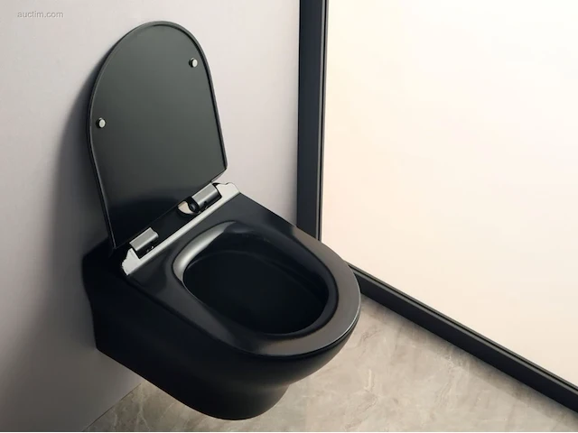 1x toilet - mat zwart - tornado flush - hangend... - afbeelding 4 van  7