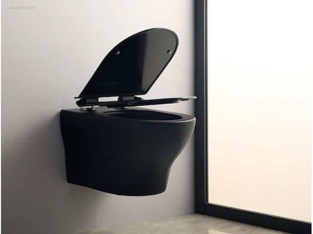 1x toilet - mat zwart - tornado flush - hangend... - afbeelding 3 van  7