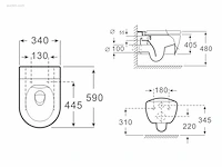 1x toilet - wit - ei - hangend - keramiek -... - afbeelding 4 van  4