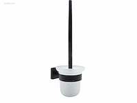 1x toilet accessoire set - 2-delig - mat zwart - afbeelding 3 van  5